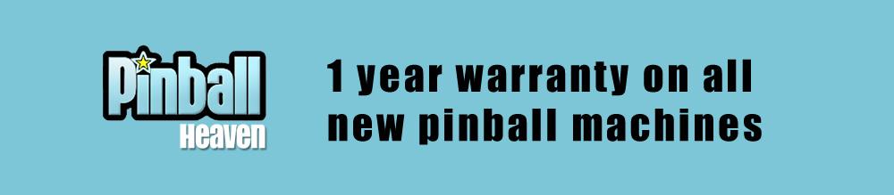 One year warranty on all new pinball machines